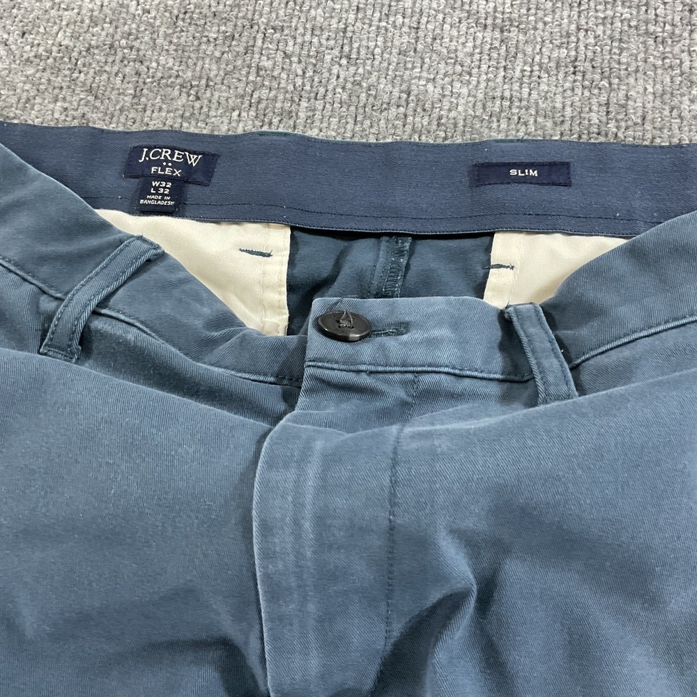 J Crew Flex Slim Fit Chino Pants 32x32 Blue Stretch Flat Front Casual Dress Mens - Picture 5 of 12